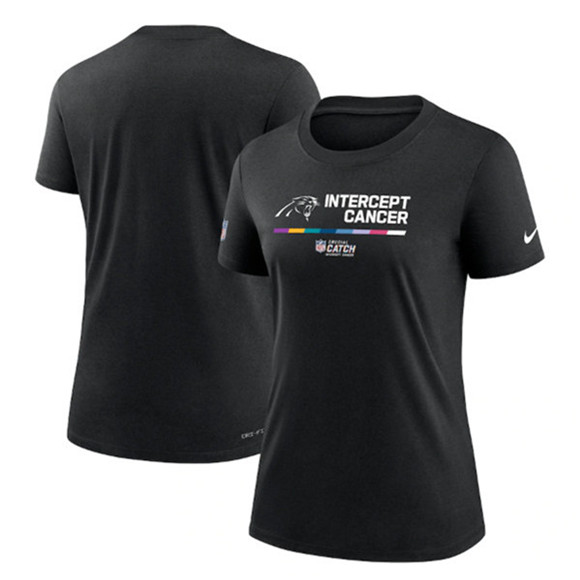 Women's Carolina Panthers Black 2022 Crucial Catch Performance T-Shirt(Run Small)